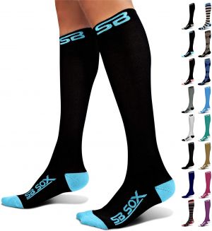 גרביי כושר ארוכות וצמודות בצבעים שונים מ-SB SOX Compression Socks (20-30mmHg) for Men & Women - sb sox