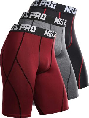 עולם ספורטיבי חדש בנים מכנס טייץ' לגברים מעולה לחימום וכושר בחוץ - Neleus Men's Compression Shorts Pack of 3